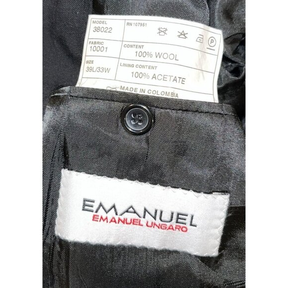 Emanuel Ungaro Mens Black Wool Suit Jacket Blazer 39L/33W - Picture 5 of 5